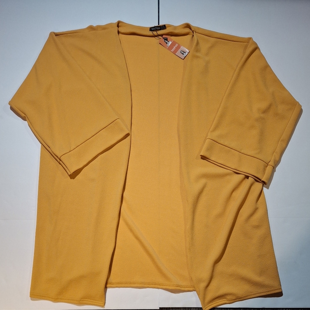 NWT Womens Plus Size- Size US 20- Boohoo Kimono Sleeve Duster- Mustard Yellow.
